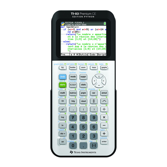 Texas Instruments TI-83 Premium CE Edition Python Manuel D'utilisation