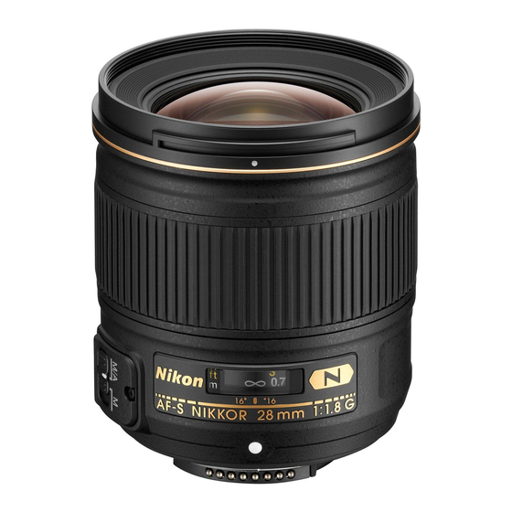 Nikon AF-S NIKKOR 28mm f/1.8G Manuel D'utilisation
