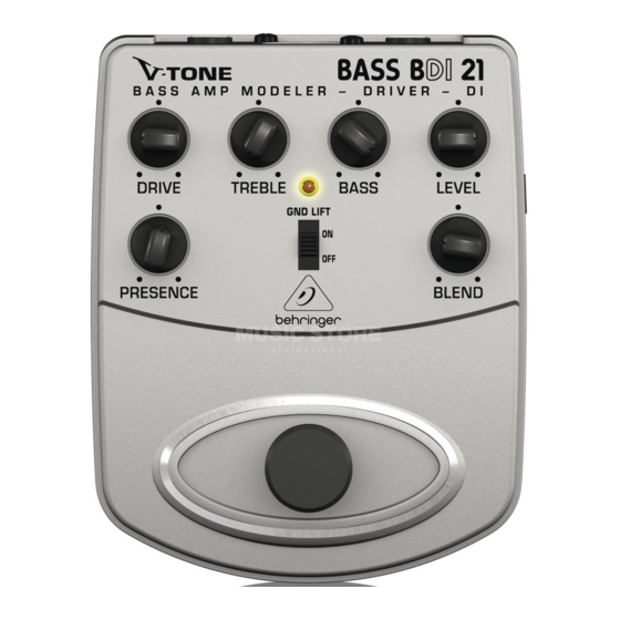 Behringer V-TONE BASS BDI21 Mode D'emploi