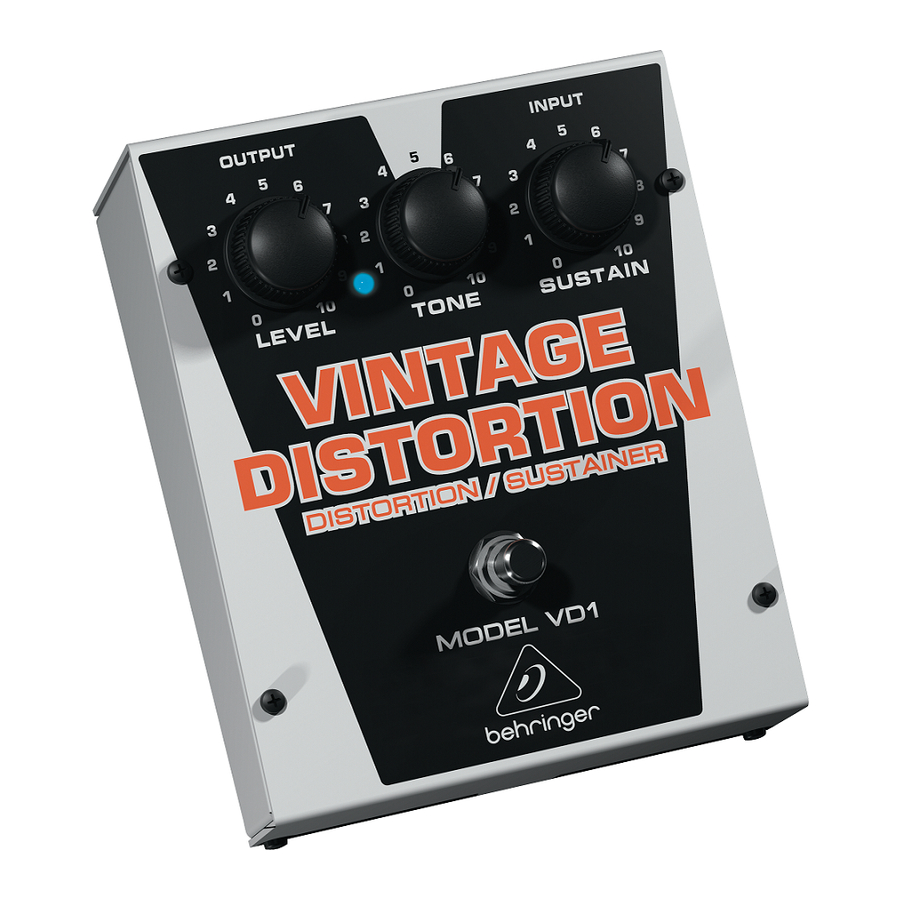 Behringer VINTAGE DISTORTION VD1 Mode D'emploi