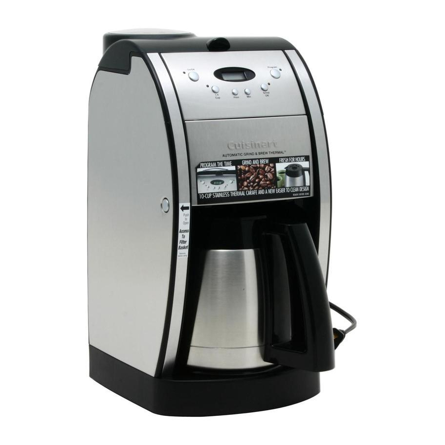 Cuisinart Grind & Brew Thermal DGB-600BCC Mode D'emploi