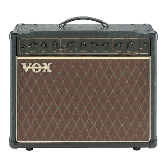 Vox VR30 REVERB Manuel D'utilisation