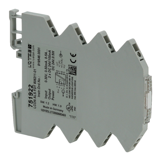 Lütze MICROKON LCON ALS FDT 806211-01 Instructions De Service