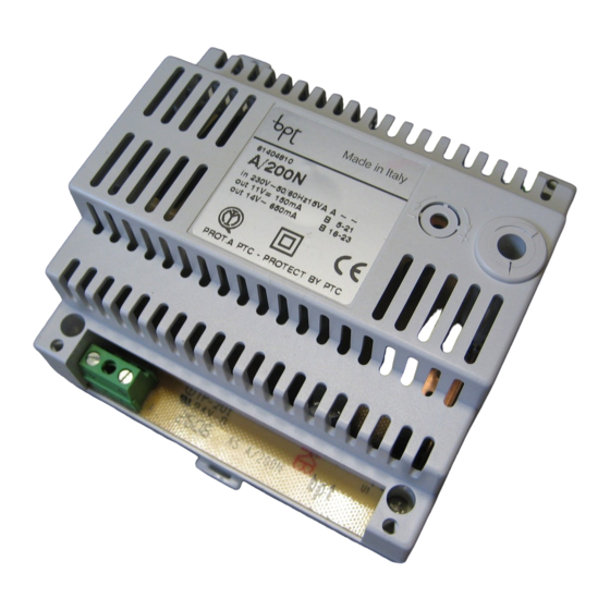 Bpt A/200R Instructions Pour L'installation
