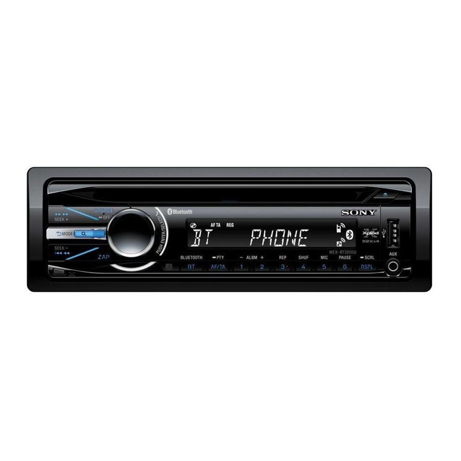 Sony MEX-BT3800U Mode D'emploi