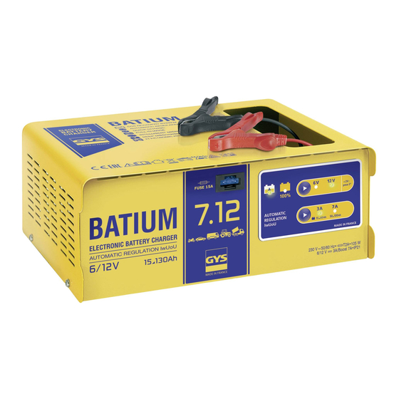 GYS BATIUM 7-12 Notice D'utilisation