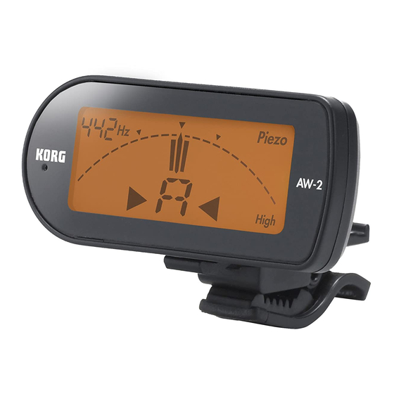 Korg Clip-On Tuner AW-2 Manuel D'utilisation