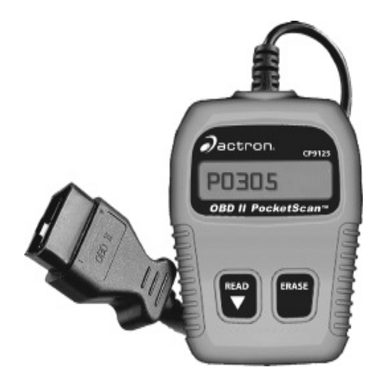 Actron OBDII PocketScan CP9125 Mode D'emploi