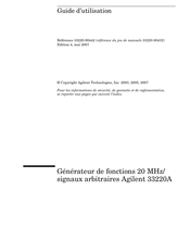 Agilent Technologies Agilent 33220A Guide D'utilisation