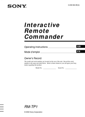 Sony RM-TP1 Mode D'emploi