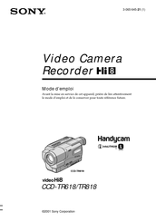 Sony Handycam CCD-TR818 Mode D'emploi