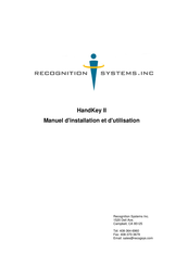 Recognition Systems HandKey II Manuel D'installation Et D'utilisation