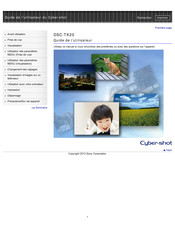 Sony Cyber-shot DSC-TX20 Guide De L'utilisateur