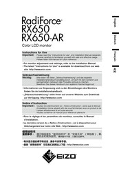 Eizo RadiForce RX650 Notice D'instruction