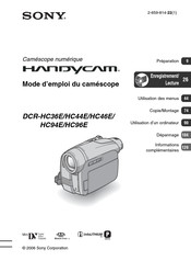 Sony Handycam DCR-HC46E Mode D'emploi