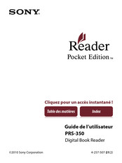 Sony Reader Pocket Edition PRS-350 Guide De L'utilisateur
