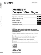 Sony CDX-MP70 Mode D'emploi