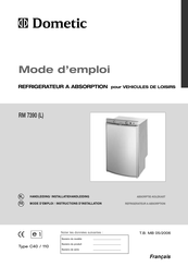 Dometic RM 7390 Mode D'emploi