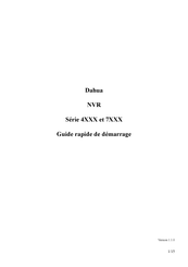 Dahua NVR 4 Série Guide Rapide De Démarrage