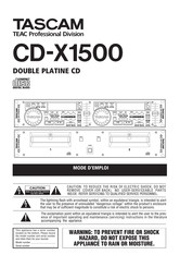 Tascam CD-X1500 Mode D'emploi