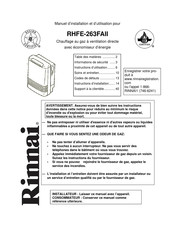 Rinnai RHFE-263FAII Manuel D'installation Et D'utilisation