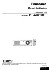 Panasonic PT-AX200E Manuel D'utilisation