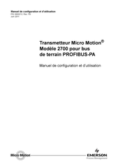 Emerson Micro Motion 2700 Manuel De Configuration Et D'utilisation