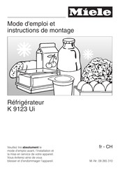 Miele K 9123 Ui Mode D'emploi Et Instructions De Montage