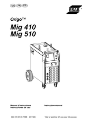 ESAB Origo Mig 510 Manuel D'instructions