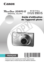 Canon PowerShot SD970 IS Guide D'utilisation