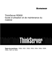 Lenovo ThinkServer RD650 Guide D'utilisation Et De Maintenance