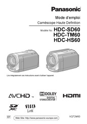 Panasonic HDC-HS60 Mode D'emploi