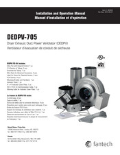 Fantech DEDPV-705 Manuel D'installation Et D'opération