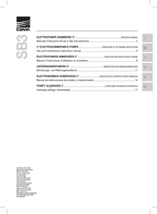 EBARA SB3 Série Traduction Des Instructions D'origine