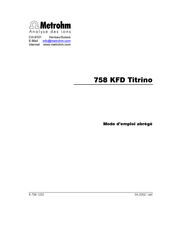 Metrohm 758 KFD Titrino Mode D'emploi Abrégé