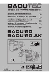 Speck pumpen BADU 90 Série Instructions De Montage Et D'utilisation
