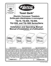 Hatco Toast Qwik TQ-800HBA Manuel D'installation Et D'utilisation