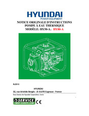 Hyundai HY80-A Notice Originale