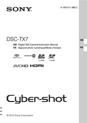 Sony Cyber-shot DSC-TX7 Mode D'emploi