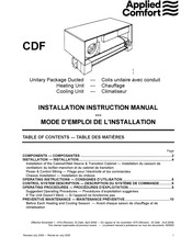 Applied Comfort CDF Mode D'emploi De L'installateur