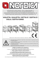 Nordica Violetta Instructions Pour L'installation, L'utilisation Et L'entretien