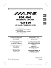 Alpine PDR-F50 Mode D'emploi