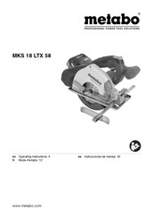 Metabo MKS 18 LTX 58 Mode D'emploi