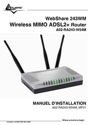 Atlantis Land Wireless MIMO ADSL2+ Router Manuel D'installation
