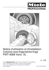 Miele professional PWT 6089 Vario XL Notice D'utilisation Et D'installation