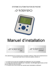 Klereo Premium Série Manuel D'installation