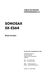 Sonosax SX-ES64 Mode D'emploi