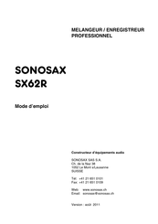 Sonosax SX62R Mode D'emploi