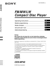 Sony CDX-MP40 Mode D'emploi