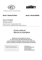 Summit Classic Collection CLIM15 Instructions D'utilisation